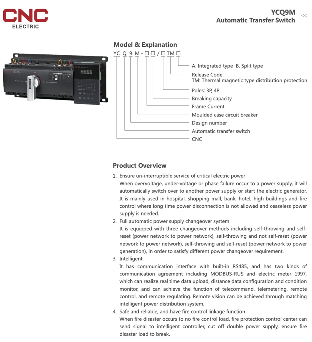 CNC Intelligent ATS Generator Automatic Transfer Switch Electric Manual