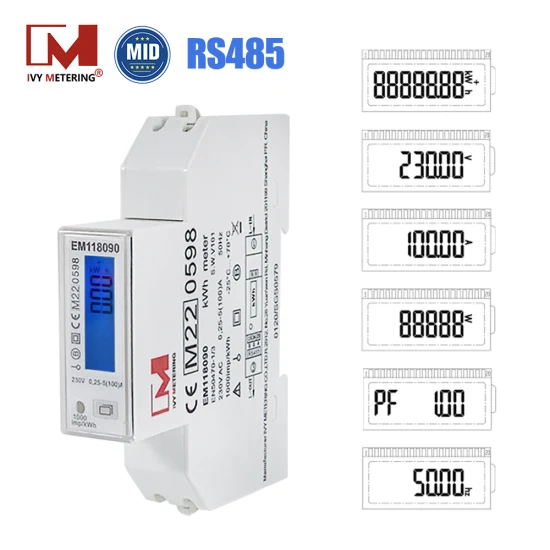 MID 単相 RS485 Modbus 双方向スマート電気エネルギー メーター EV 充電ソリューション用